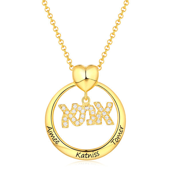 Engraved Hebrew Name Necklace for Mother