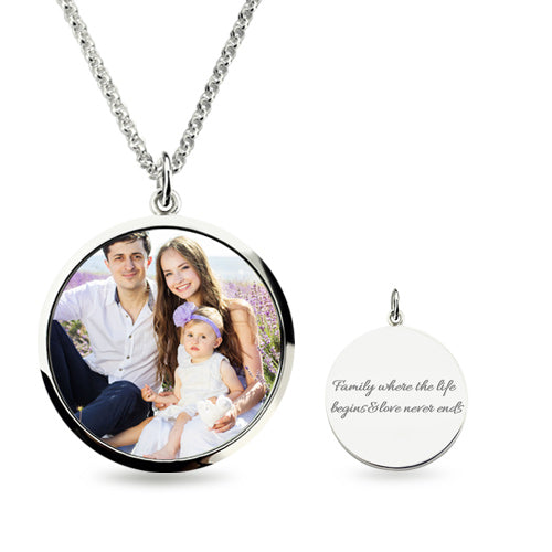 Engraved Epoxy Colour Photography Necklace in Sterling Silver