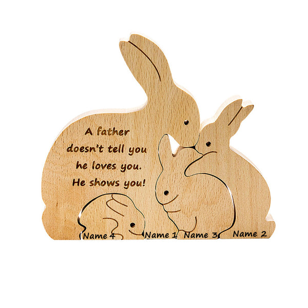 Custom Easter Rabbits Family Wooden Bunny Puzzle 4 bunnies