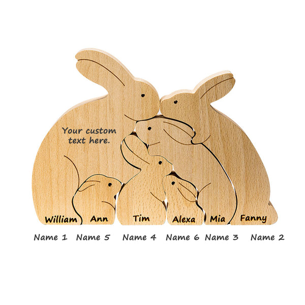 Custom Easter Rabbits Family Wooden Bunny Puzzle 6 bunnies