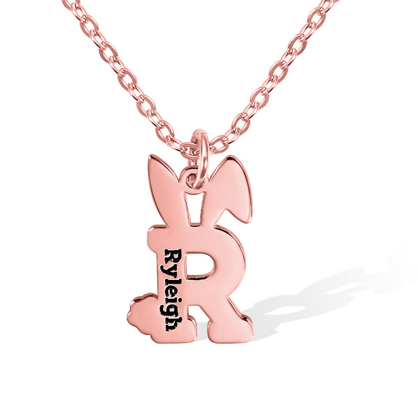 Custom Bunny Letter Necklace with Name