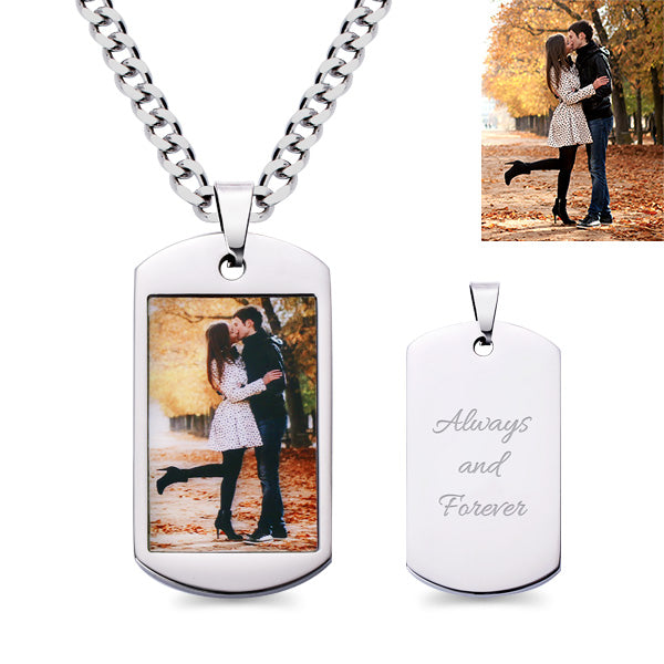 Custom Stainless Steel Photo Tag Necklace & Keychain