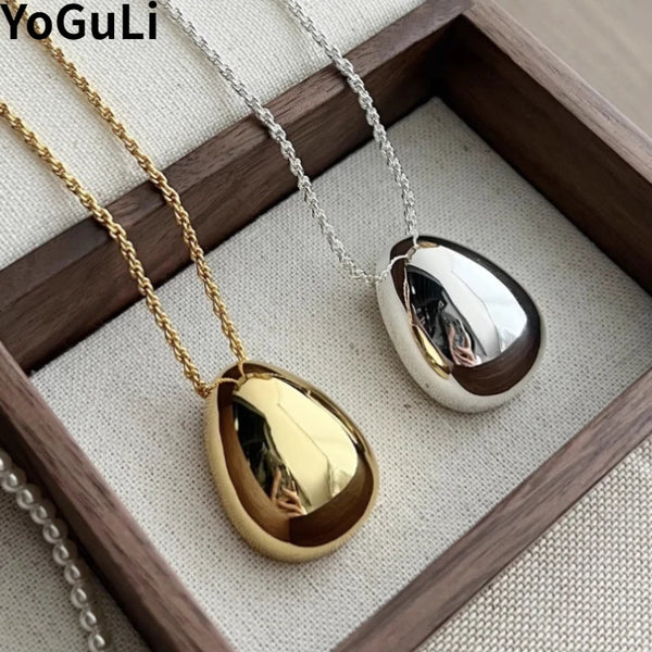 Fashion Jewelry Hot Sale One Layer Chain Metal Shiny Pendant Necklace For Women Female Gift Sweater Daily Wearing