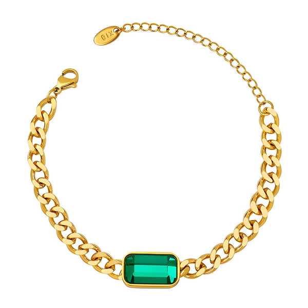 18K GOLD PLATED STAINLESS STEEL BRACELET green