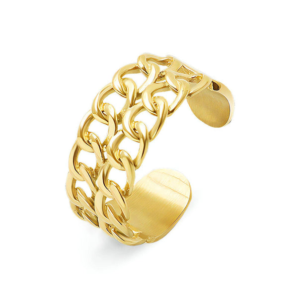 18K GOLD PLATED STAINLESS STEEL "CHAIN" FINGER RING