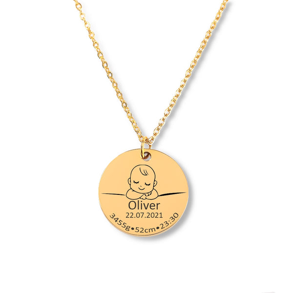 Baby Birth Details Necklace