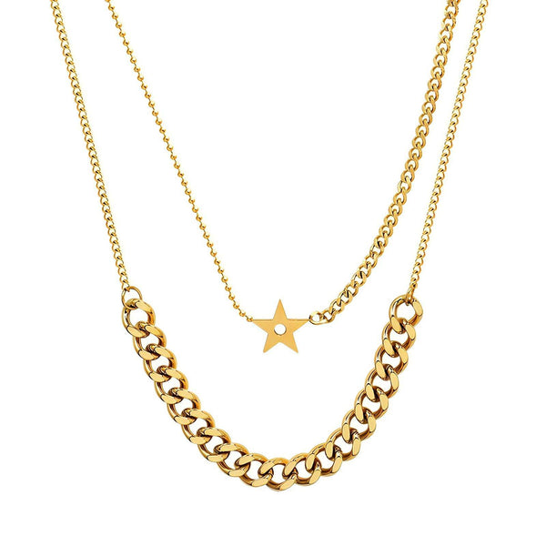18K gold plated Stainless steel  Star necklace, Intensity