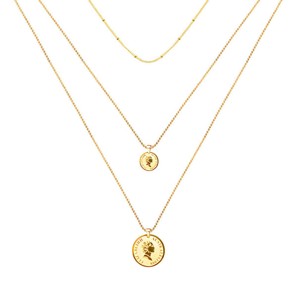 18K gold plated Stainless steel  Coin necklace, Intensity