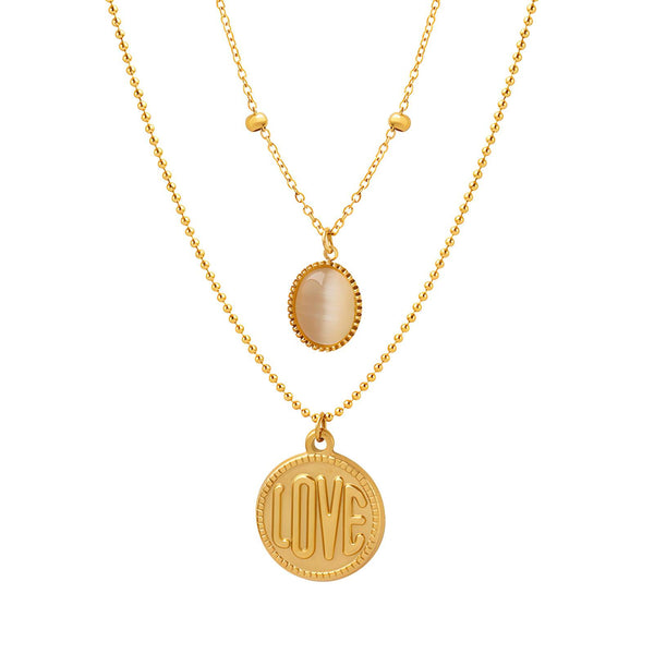 18K gold plated Stainless steel  Love necklace, Intensity