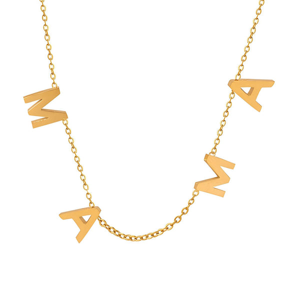 18K gold plated Stainless steel  Letter MAMA necklace, Intensity