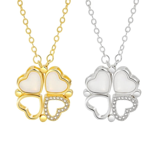 Stud Four-leaf Love Heart Clover Necklace