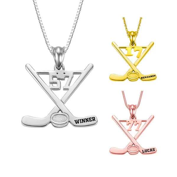 Custom Ice Hockey Stick Name Necklace