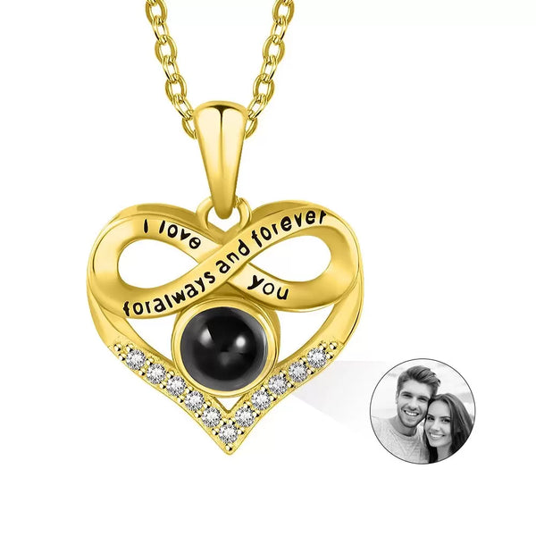 Everlasting Love: Personalized Infinity Photo Projection Necklace